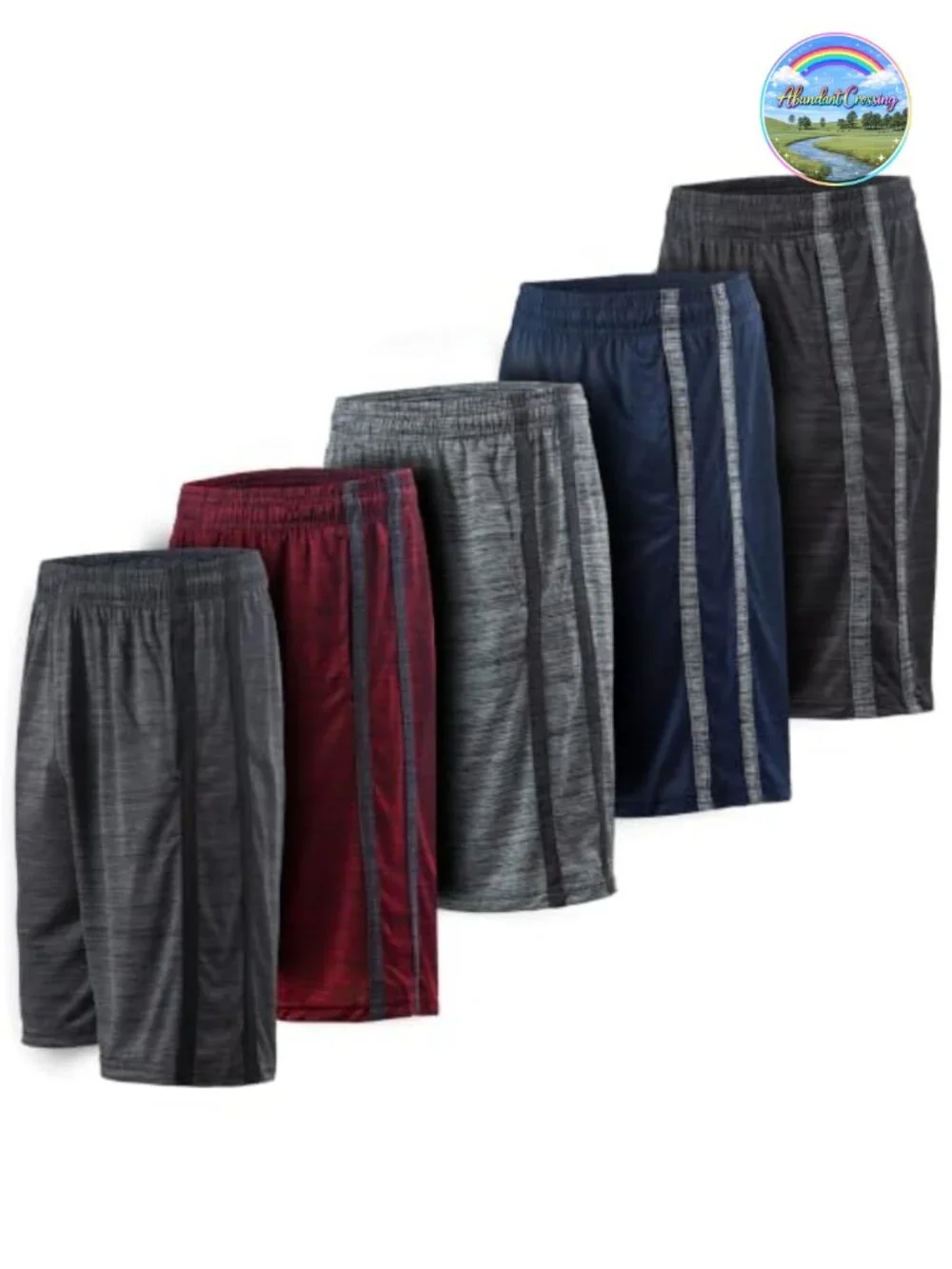 Dry-Fit Athletic Performance Gym Shorts for Men, 5-Pack, Quick-Dry
